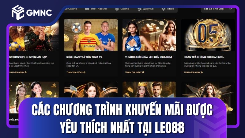 Các chương trình khuyến mãi được yêu thích nhất tại LEO88
